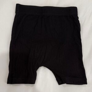 Kids Black Ribbed Stretch Pull-On Shorts
